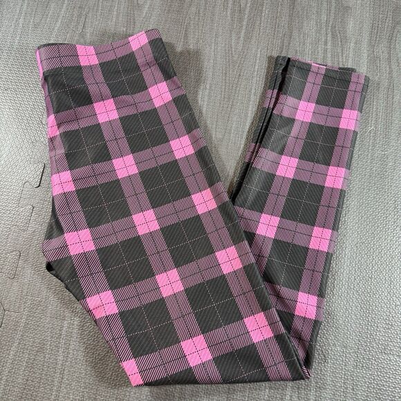 Fiercepulse Pink And Black Plaid Leggings Large - Picture 1 of 4